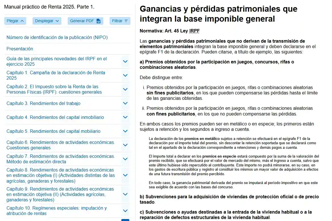Información fiscal sobre ganancias y pérdidas del juego en España