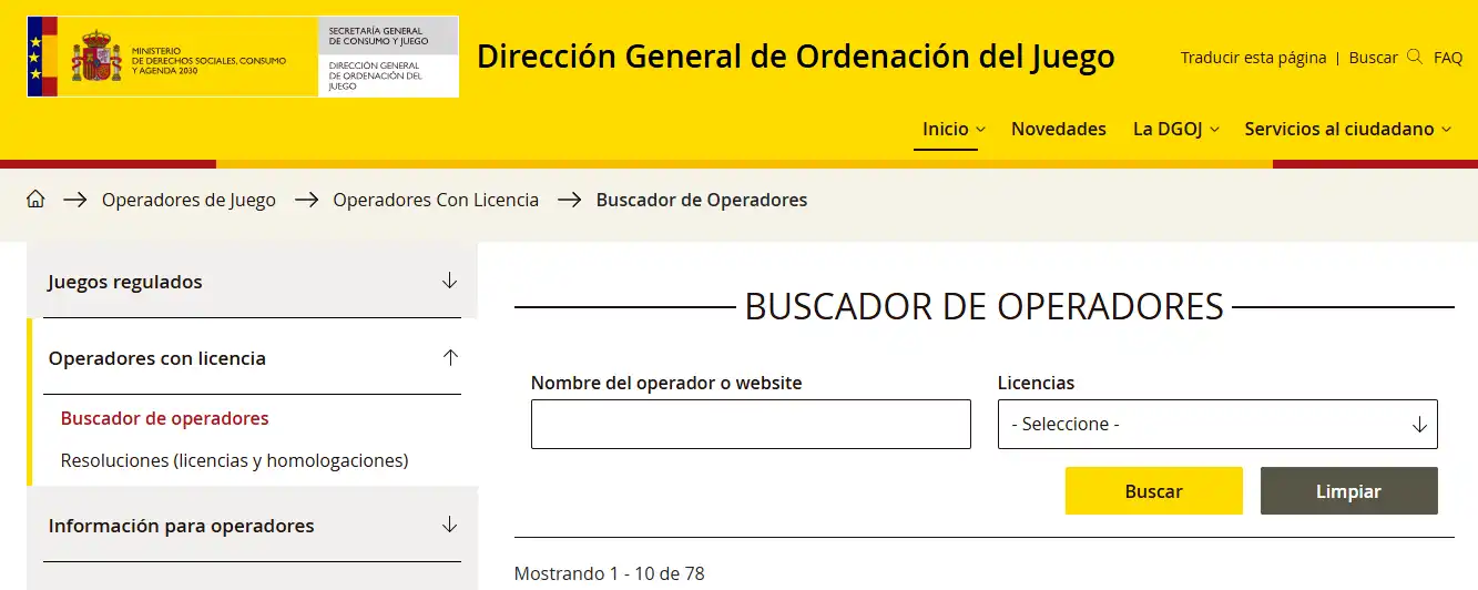 Consulta de la situación de Digits 7 ante la DGOJ
